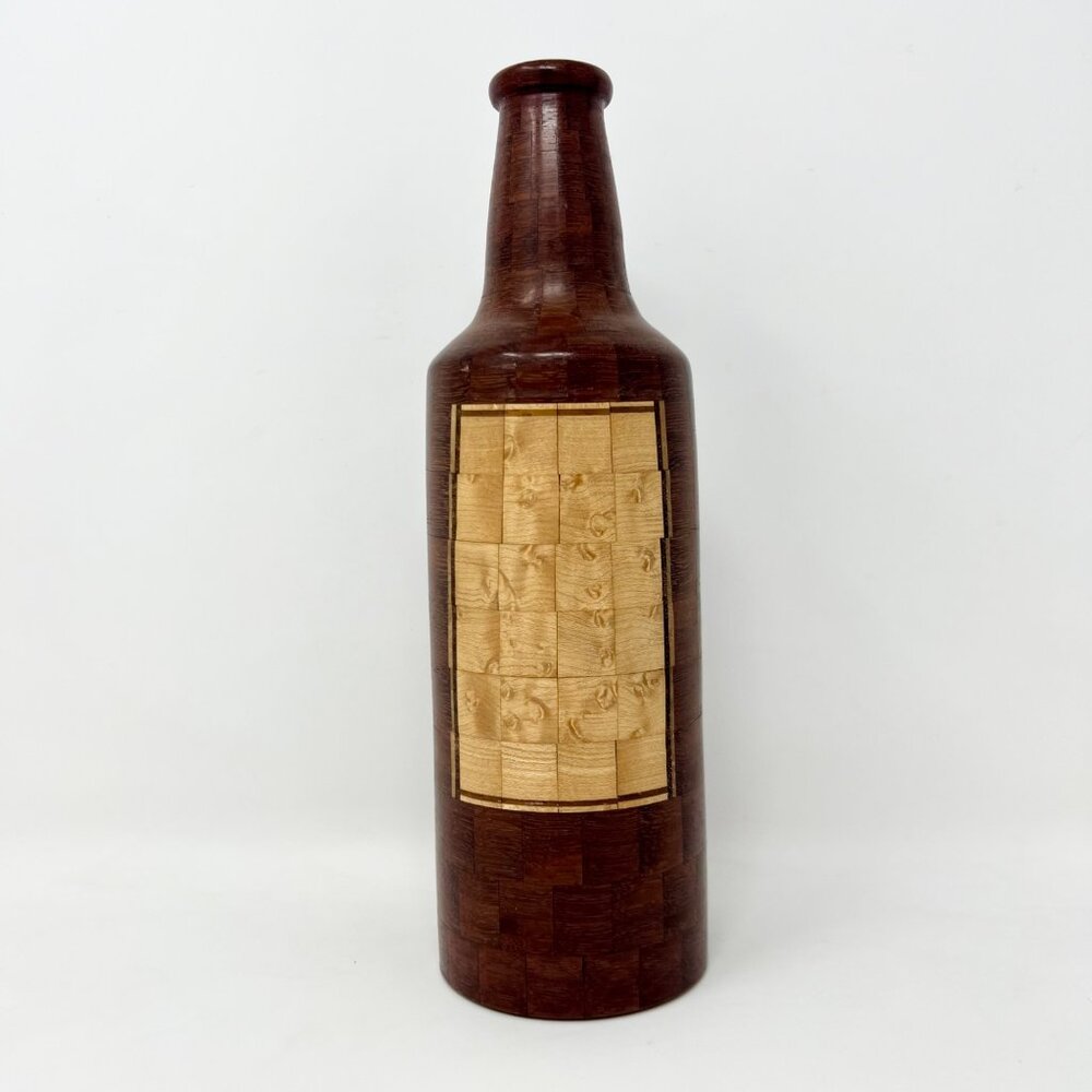 Hand Crafted Segmented Wood Beer Bottle - Picture 1 of 7